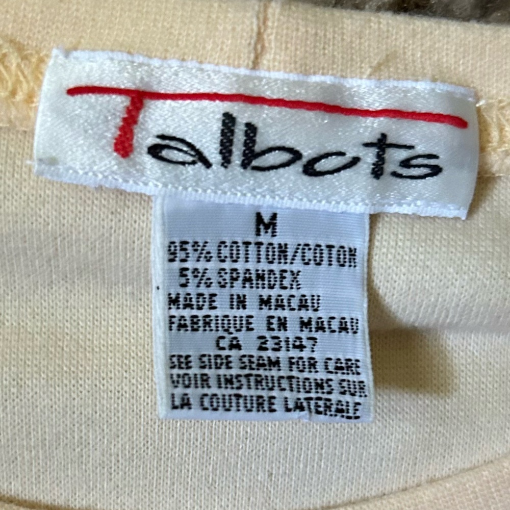 Talbots | Vintage Pale Yellow Basic Long-Sleeve C… - image 3